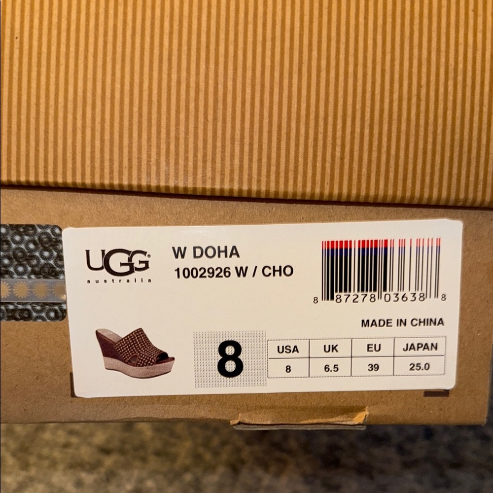 UGG Women's Brown Wedge Sandals Doha, Size 8, Brown - Picture 6 of 6
